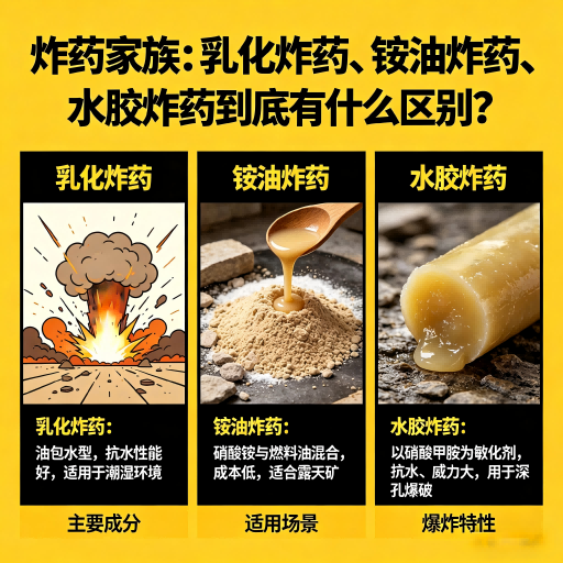 政和炸药家族:乳化炸药、铵油炸药、水胶炸药到底有什么区别?